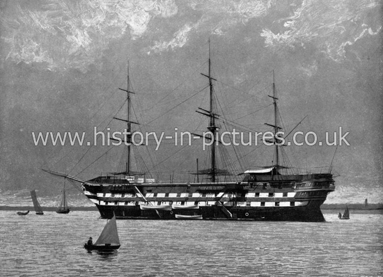 The Worcester Training Ship, moore off Greenhithe on the River Thames, London. c.1890's